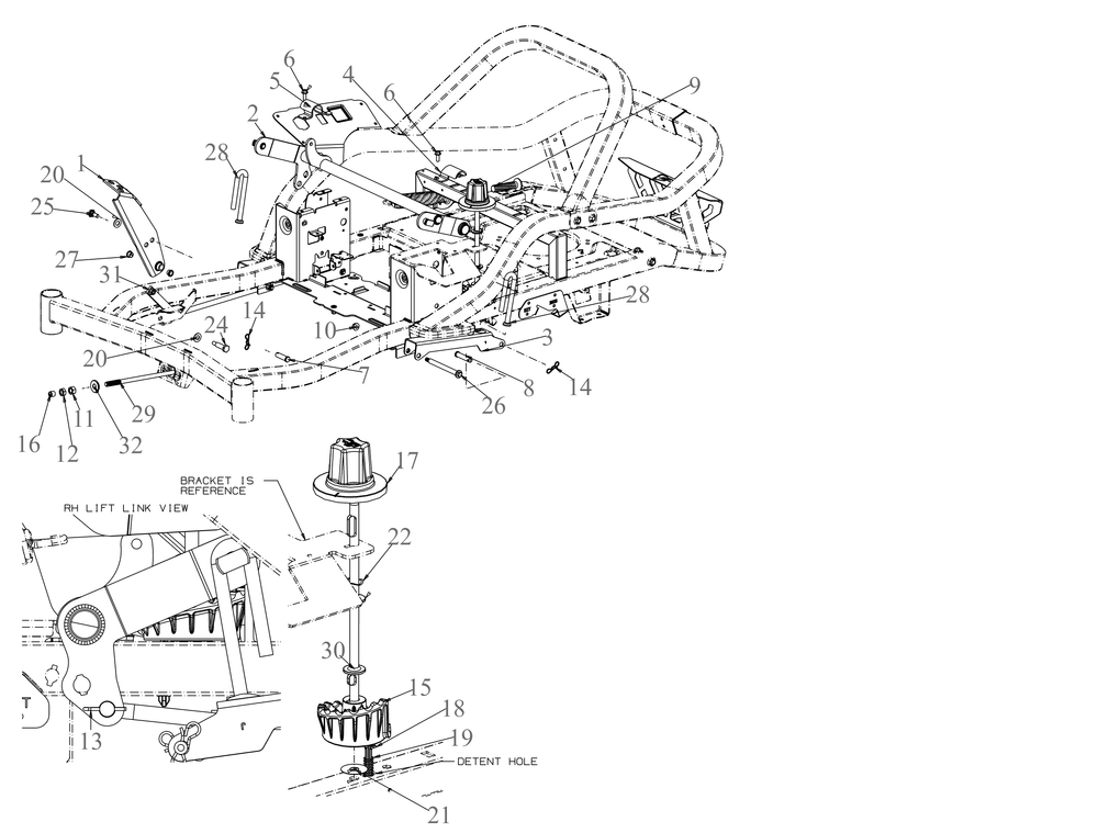 Deck Lift Diagram and Parts List for ZT2-54KW (17RIEACI010)(2020) Cub Cadet Lawn Tractor